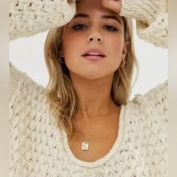 Free People Cream Crashing Waves Pullover Sweater Size Small NWT - Picture 2 of 9
